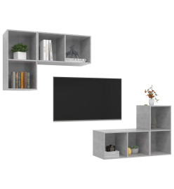 Meubles TV muraux 4 pcs Gris béton Aggloméré