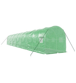 Serre avec cadre en acier vert 28 m² 14x2x2 m