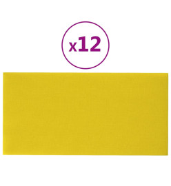 Panneaux muraux 12 pcs Jaune 30x15 cm Tissu 0,54 m²