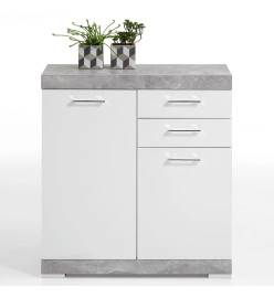 FMD Armoire avec 2 portes et 2 tiroirs 80x34,9x89,9 cm Béton et blanc