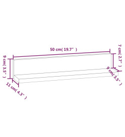 Étagères murales 2 pcs Gris 50x11x9 cm Bois de pin massif