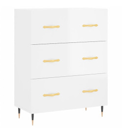 Buffet Blanc brillant 69,5x34x90 cm Bois d'ingénierie