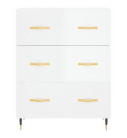 Buffet Blanc brillant 69,5x34x90 cm Bois d'ingénierie