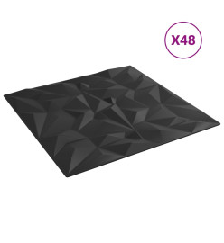 Panneaux muraux 48 pcs noir 50x50 cm EPS 12 m² améthyste