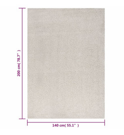 Tapis shaggy à poils longs Crème 140x200 cm