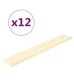 Panneaux muraux 12 pcs Crème 90x15 cm Similicuir 1,62 m²