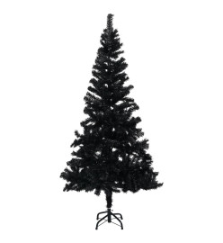 Arbre de Noël artificiel pré-éclairé et boules noir 210 cm PVC