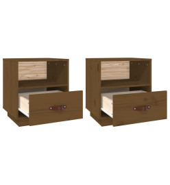 Tables de chevet 2pcs Marron miel 40x34x45cm Bois de pin massif