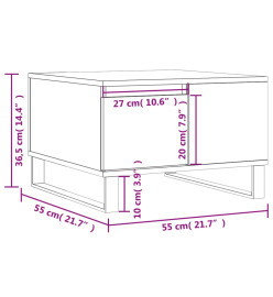 Table basse blanc brillant 55x55x36,5 cm bois d'ingénierie