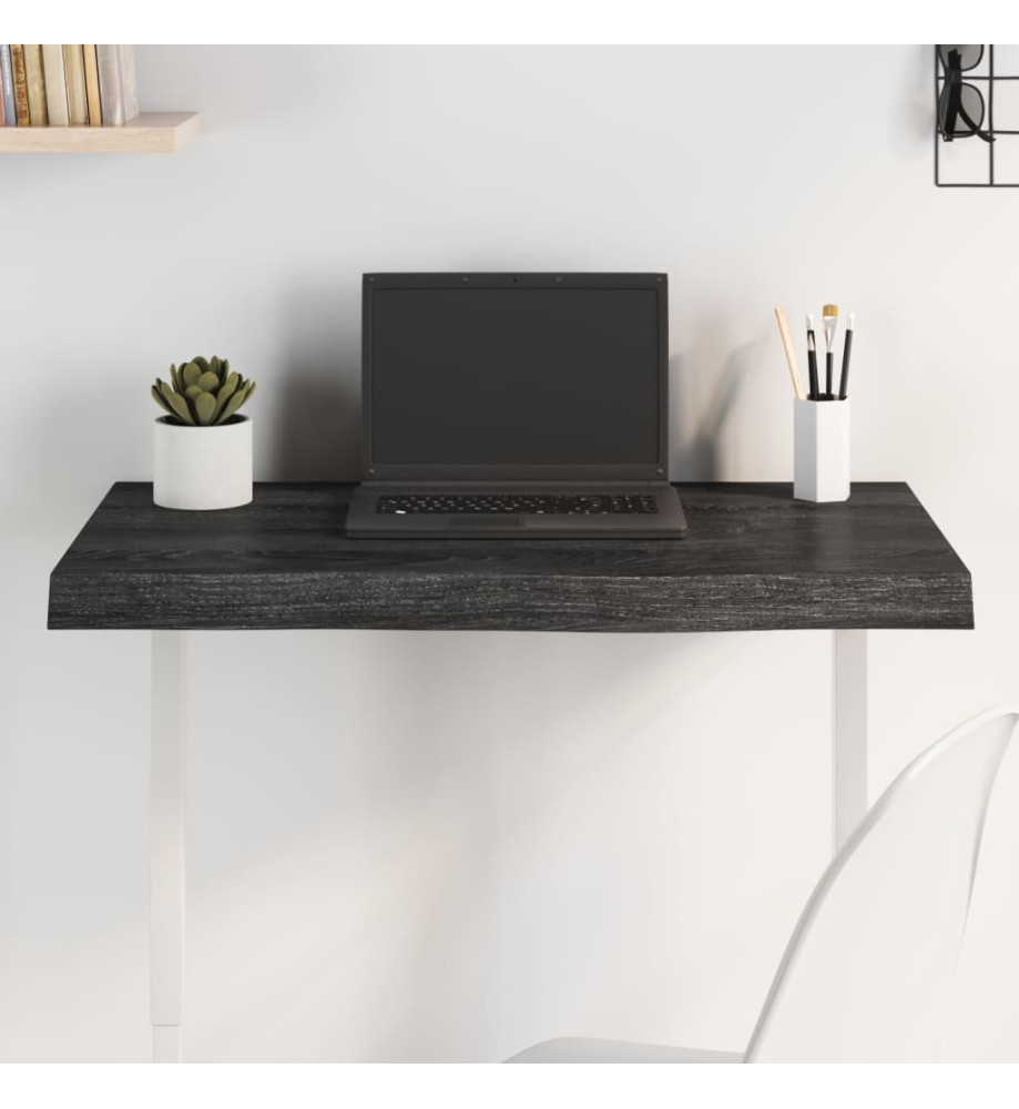 Dessus de bureau gris foncé 80x50x6 cm bois chêne traité