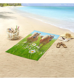 Good Morning Serviette de plage HORSES 75x150 cm Multicolore