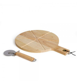 Livoo Ensemble de coupe de pizza 30 cm Bois