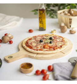 Livoo Ensemble de coupe de pizza 30 cm Bois