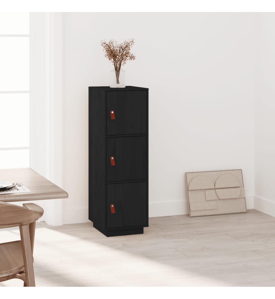 Buffet haut Noir 34x40x108,5 cm Bois massif de pin