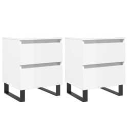 Tables de chevet 2 pcs blanc brillant 40x35x50 cm