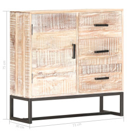 Buffet Blanc 73x30x75 cm Bois d'acacia massif