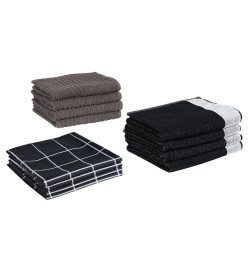 Ensemble de serviettes 12 pcs noir coton