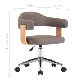 Chaise pivotante de bureau Taupe Bois courbé et tissu