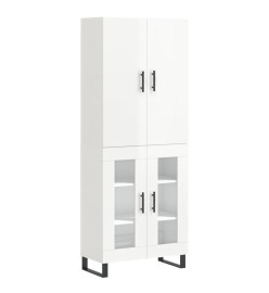 Buffet haut Blanc brillant 69,5x34x180 cm Bois d'ingénierie