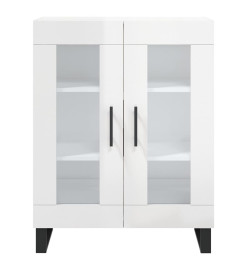 Buffet haut Blanc brillant 69,5x34x180 cm Bois d'ingénierie