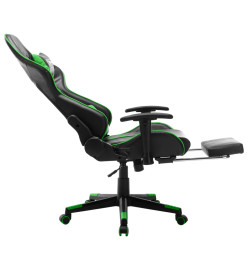 Chaise de jeu avec repose-pied Noir et vert Cuir artificiel