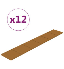 Panneaux muraux 12 pcs Marron 90x15 cm Velours 1,62 m²