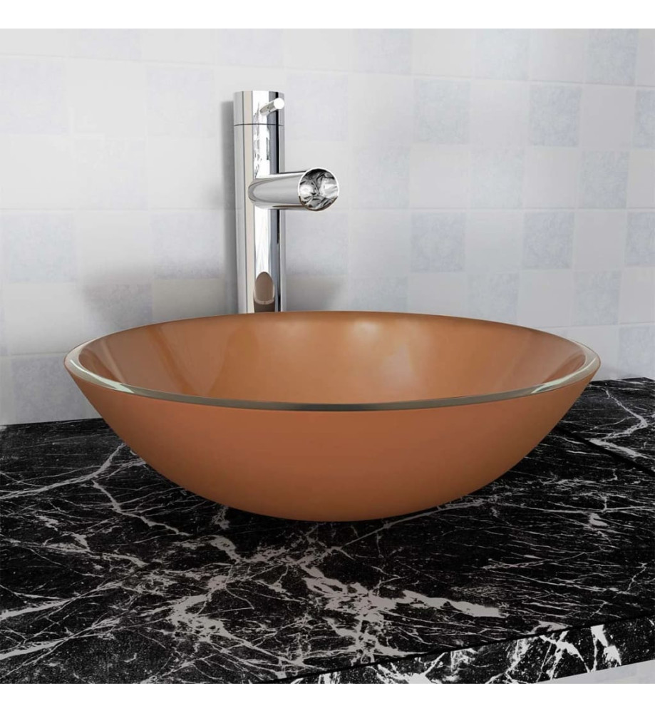 Lavabo Verre trempé 42 cm Marron