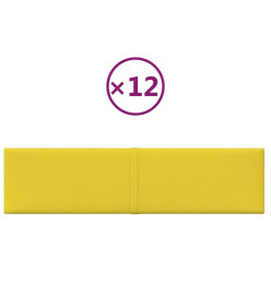 Panneaux muraux 12 pcs Jaune clair 60x15 cm Tissu 1,08 m²