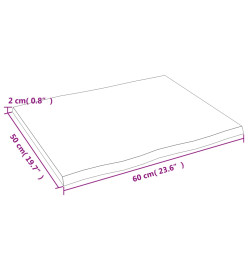 Dessus de table bois chêne massif non traité bordure assortie