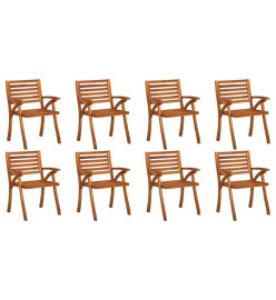 Chaises de jardin avec coussins 8 pcs Bois d'acacia solide