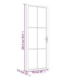 Porte intérieure 76x201,5 cm Blanc Verre ESG et aluminium