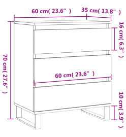 Buffet Sonoma gris 60x35x70 cm Bois d'ingénierie