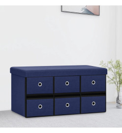 Banc de rangement pliable Bleu 76x38x38 cm Faux lin