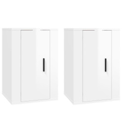 Meubles TV muraux 2 pcs Blanc brillant 40x34,5x60 cm