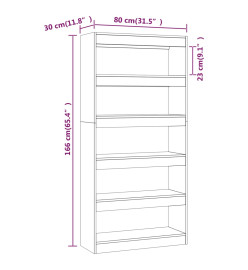 Bibliothèque de séparation Gris béton 80x30x166 cm Aggloméré