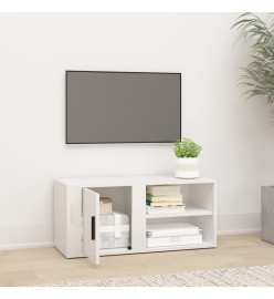 Meuble TV Blanc brillant 80x31,5x36 cm Bois d'ingénierie