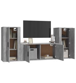 Ensemble de meubles TV 3 pcs Gris béton Bois d'ingénierie