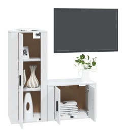 Ensemble de meubles TV 2 pcs Blanc Bois d'ingénierie