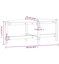 Table basse Noir 118x63x45 cm Bois massif de pin