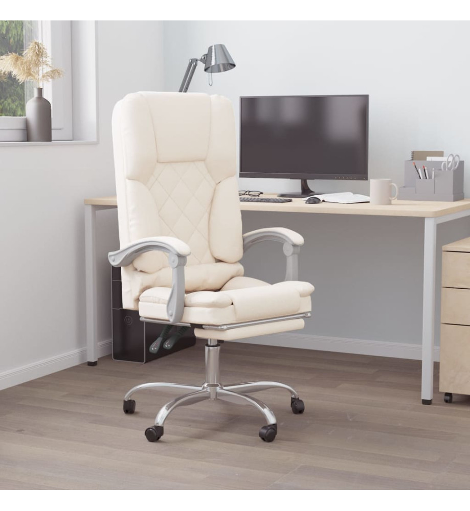 Fauteuil de massage inclinable de bureau Crème Similicuir