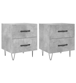 Tables de chevet 2pcs gris béton 40x35x47,5cm bois d’ingénierie