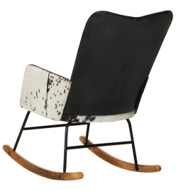 Chaise à bascule Noir Cuir véritable