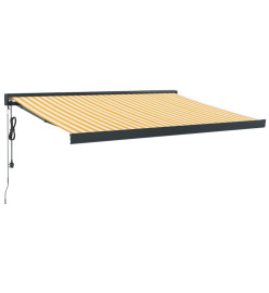 Auvent rétractable jaune et blanc 3x2,5 m tissu et aluminium