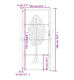 Portail de jardin 105x180 cm acier corten conception de l'arbre