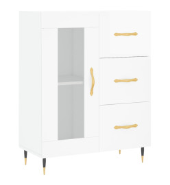 Buffet haut Blanc brillant 69,5x34x180 cm Bois d'ingénierie