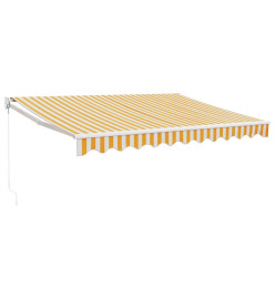 Auvent rétractable jaune et blanc 3,5x2,5 m tissu et aluminium