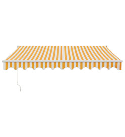 Auvent rétractable jaune et blanc 3,5x2,5 m tissu et aluminium