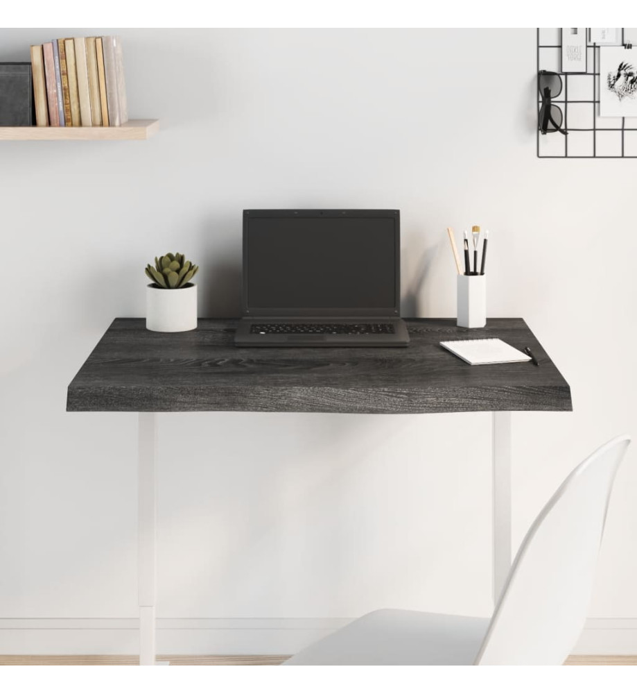 Dessus de bureau gris foncé 80x60x4 cm bois chêne traité