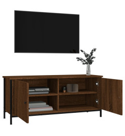 Meuble TV avec portes chêne marron 102x35x45 cm bois ingénierie