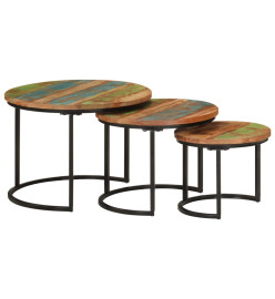 Tables gigognes 3 pcs bois massif de récupération